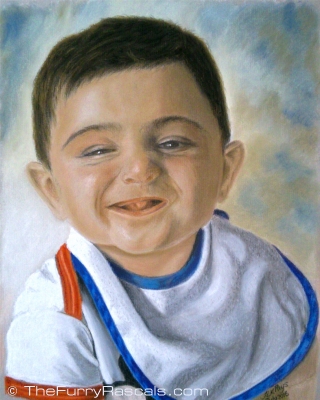 Childrens portrait in soft pastels - Christos - The Furry Rascals Cyprus